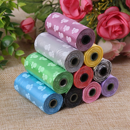 100/200 Paw Print Dog Poop Bags Cat Trash Can Bags Leak Proof Dog Waste Bags
