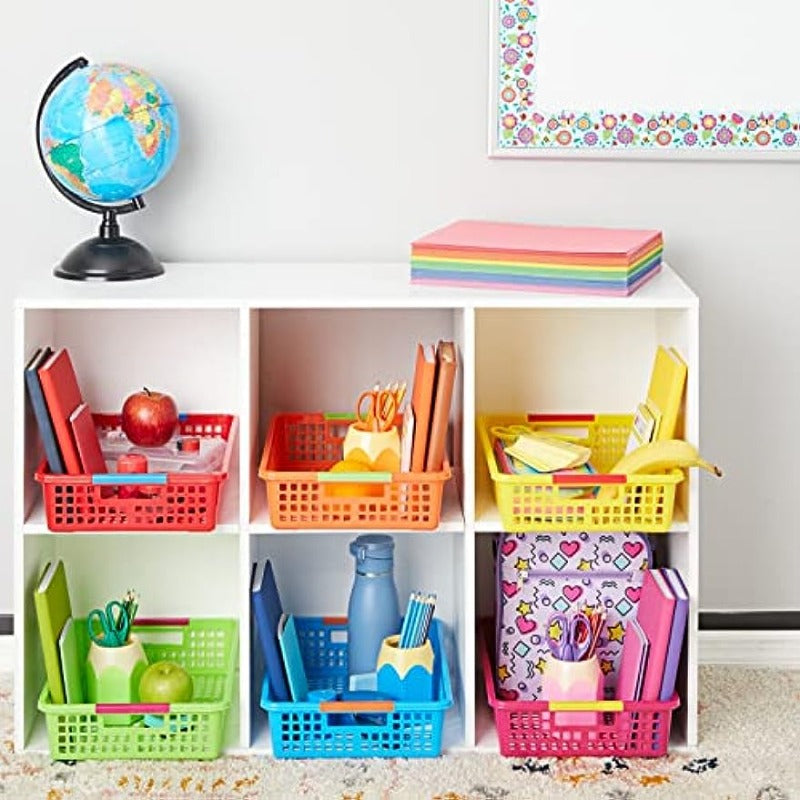 6pcs Colorful Plastic Storage Baskets for Classroom Supplies