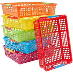 6pcs Colorful Plastic Storage Baskets for Classroom Supplies