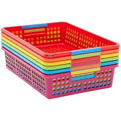 6pcs Colorful Plastic Storage Baskets for Classroom Supplies