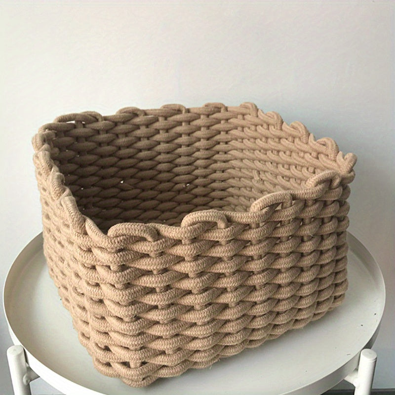 Cotton Rope Woven Storage Basket for Jewelry Makeup Masks Cosmetics