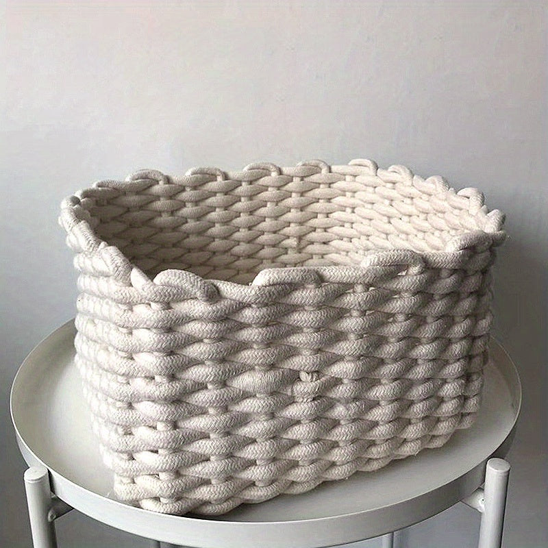 Cotton Rope Woven Storage Basket for Jewelry Makeup Masks Cosmetics