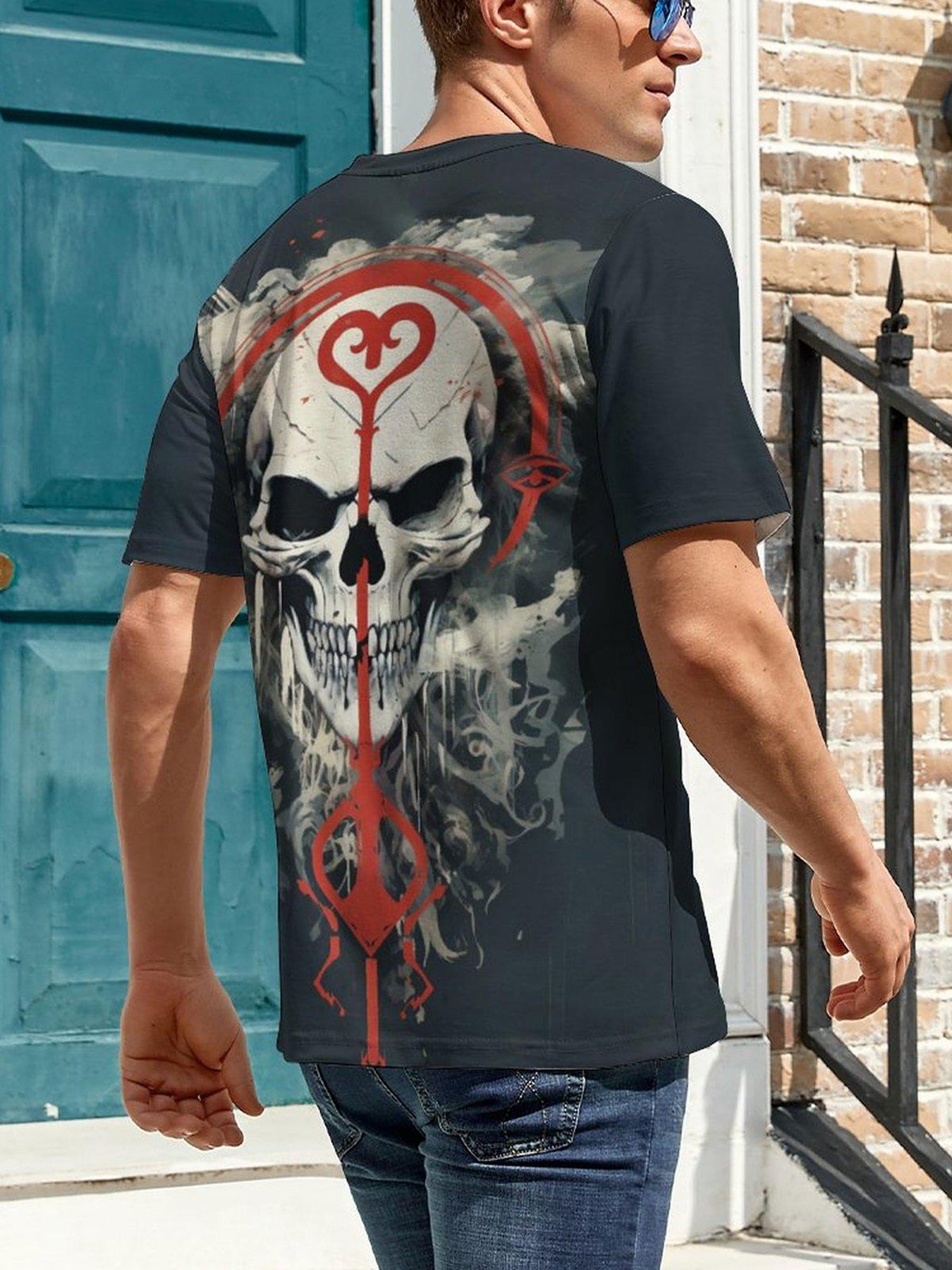 Men's Skull 3D Print Short Sleeve T Shirt for Summer