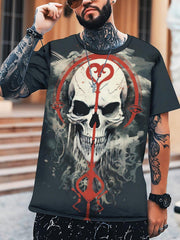 Men's Skull 3D Print Short Sleeve T Shirt for Summer