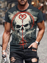 Men's Skull 3D Print Short Sleeve T Shirt for Summer