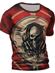 Men's Skull Print Short Sleeve T shirt Casual Top For Summer