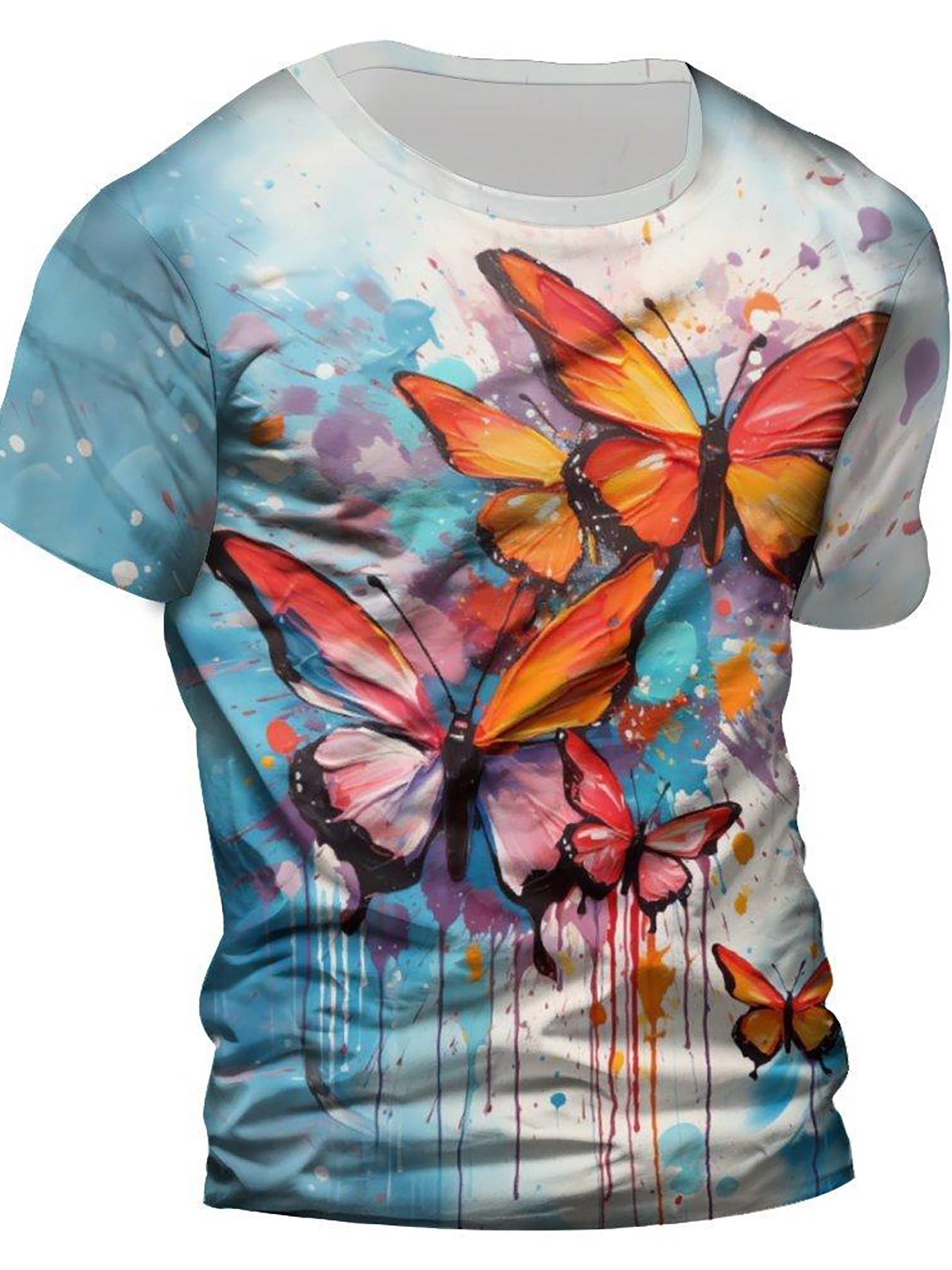 Butterfly 3D Print Men's Graphic Tee Short Sleeve Top Outdoor Clothing