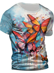 Butterfly 3D Print Men's Graphic Tee Short Sleeve Top Outdoor Clothing