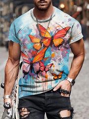 Butterfly 3D Print Men's Graphic Tee Short Sleeve Top Outdoor Clothing