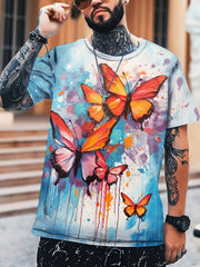 Butterfly 3D Print Men's Graphic Tee Short Sleeve Top Outdoor Clothing
