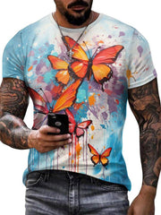 Butterfly 3D Print Men's Graphic Tee Short Sleeve Top Outdoor Clothing