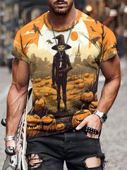 Halloween 3D Print Men's Graphic Tee Short Sleeve Pullover Top
