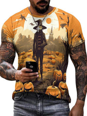 Halloween 3D Print Men's Graphic Tee Short Sleeve Pullover Top