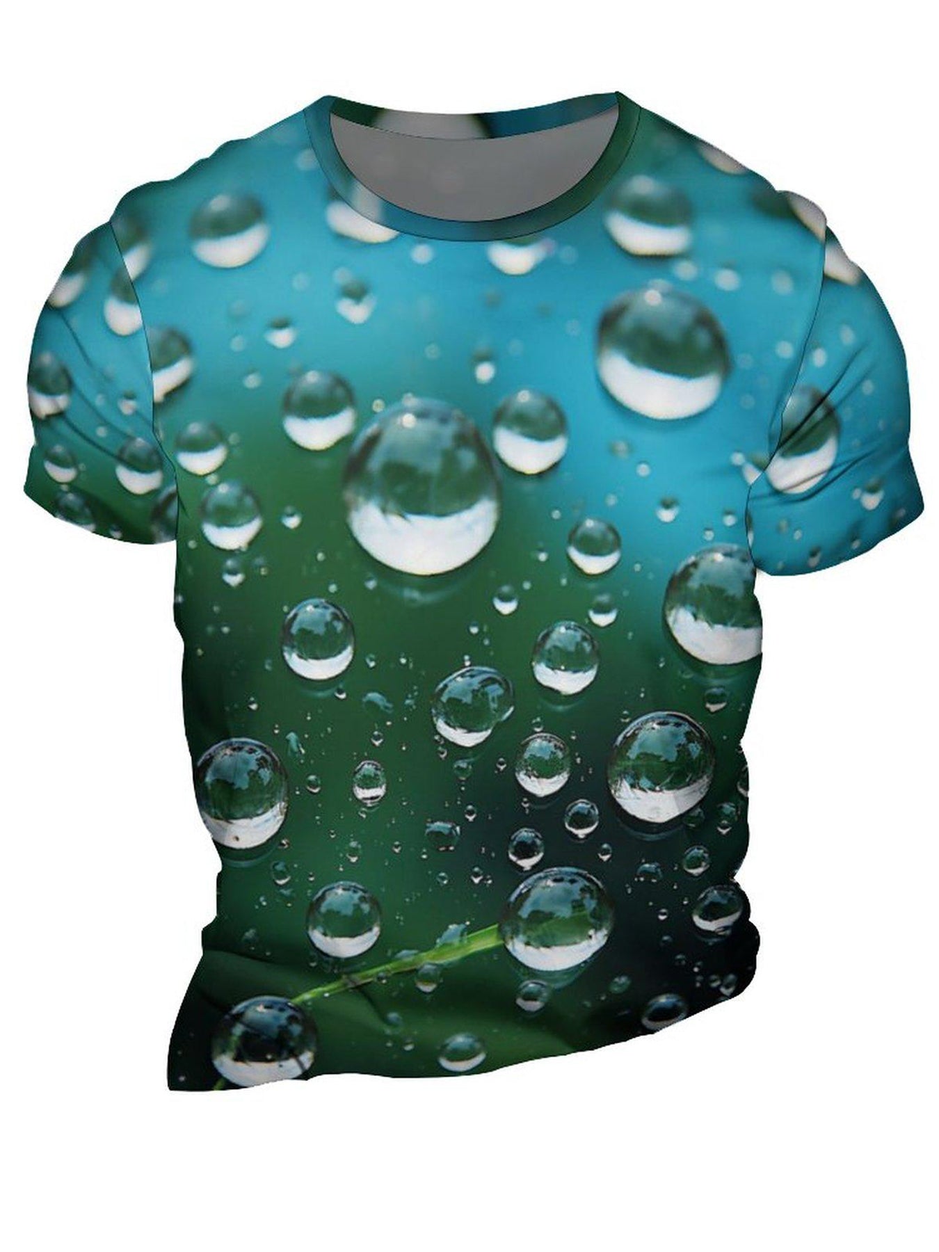 Men's Water Drop Print Short Sleeve T-shirt for Summer