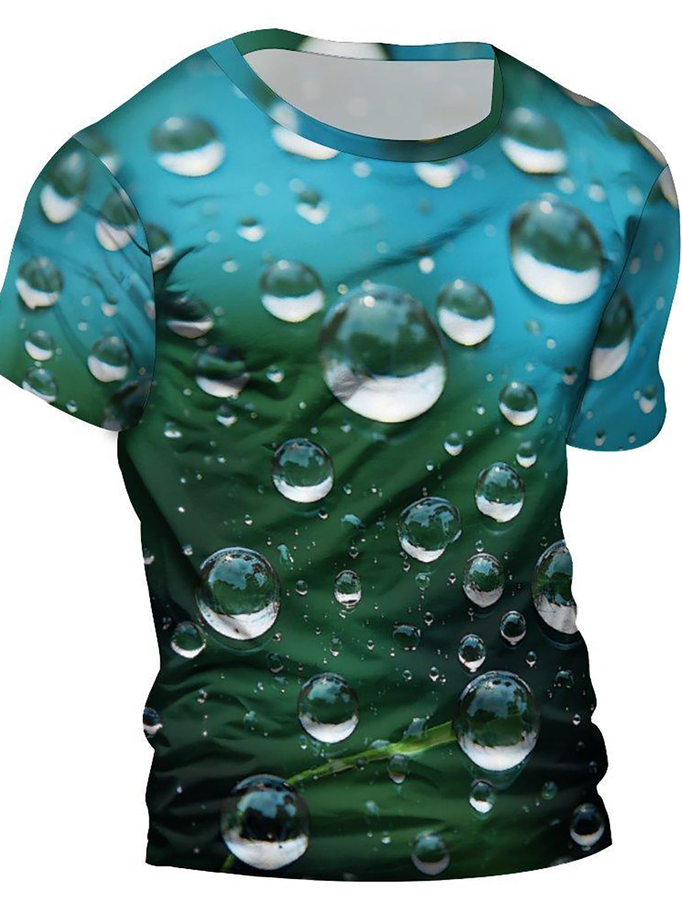 Men's Water Drop Print Short Sleeve T-shirt for Summer