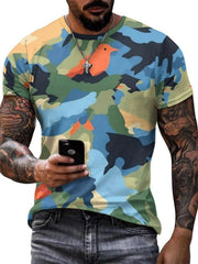 Camouflage Bird Pattern Men's Short Sleeve T shirt for Summer