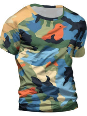 Camouflage Bird Pattern Men's Short Sleeve T shirt for Summer