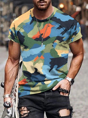 Camouflage Bird Pattern Men's Short Sleeve T shirt for Summer