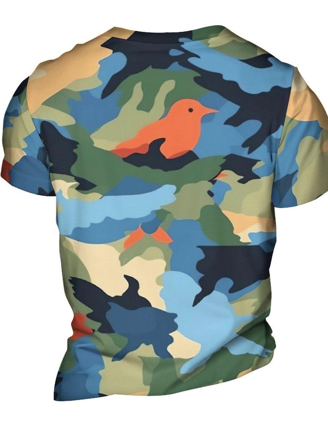 Camouflage Bird Pattern Men's Short Sleeve T shirt for Summer