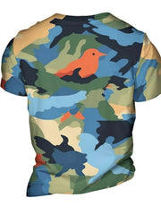 Camouflage Bird Pattern Men's Short Sleeve T shirt for Summer