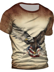 Eagle Pattern Gradient Men's Tee Summer Stylish Shirt