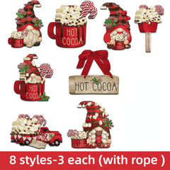 24pcs Wooden Santa Claus Hanging Decorations for Christmas
