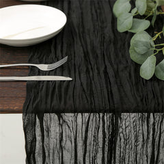Polyester Table Runner Balinese Pleated Style Cheesecloth Table Cover