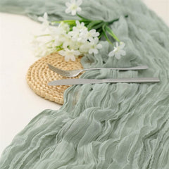 Polyester Table Runner Balinese Pleated Style Cheesecloth Table Cover