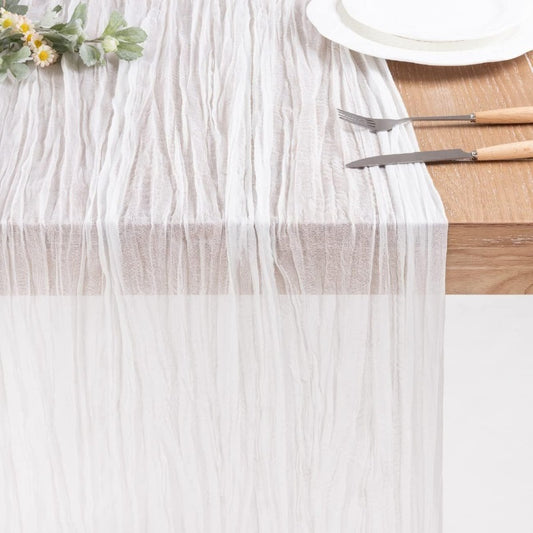 Polyester Table Runner Balinese Pleated Style Cheesecloth Table Cover