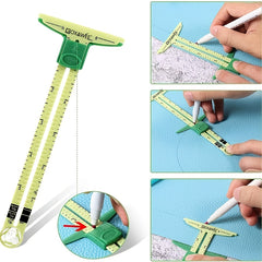 5 in 1 Sliding Ruler Multifunctional Quilting Plastic Drawing Triangle Ruler