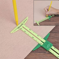 5 in 1 Sliding Ruler Multifunctional Quilting Plastic Drawing Triangle Ruler