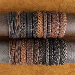 10pcs Faux Leather Bracelets Men Women Set