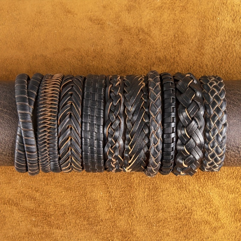 10pcs Faux Leather Bracelets Men Women Set