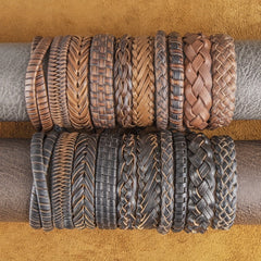 10pcs Faux Leather Bracelets Men Women Set