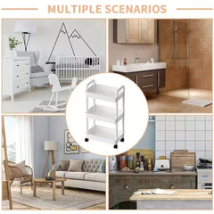 3 Tier Cart Shelf with Handles Mobile Snack Cart - Multifunctional Storage Rack