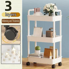 3 Tier Cart Shelf with Handles Mobile Snack Cart - Multifunctional Storage Rack