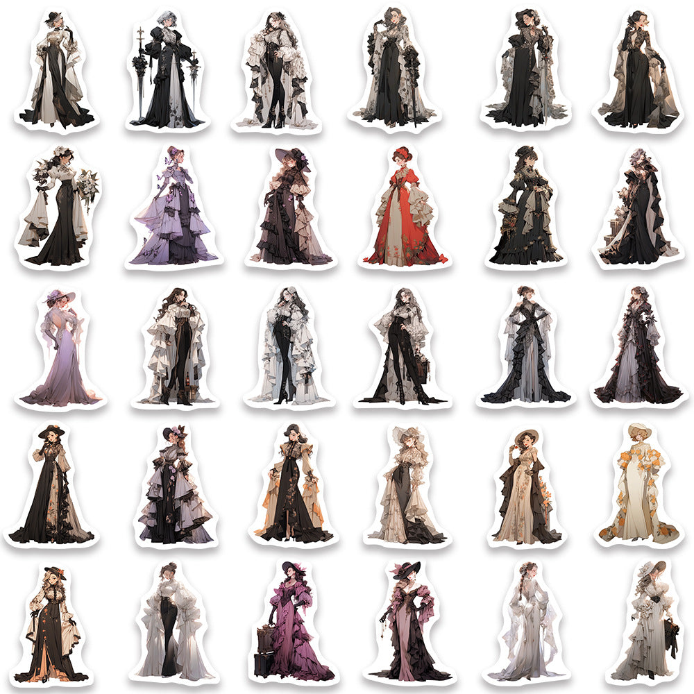 60pcs Nobleman Girl Aesthetics Waterproof Stickers Pack for Water Bottle Laptop