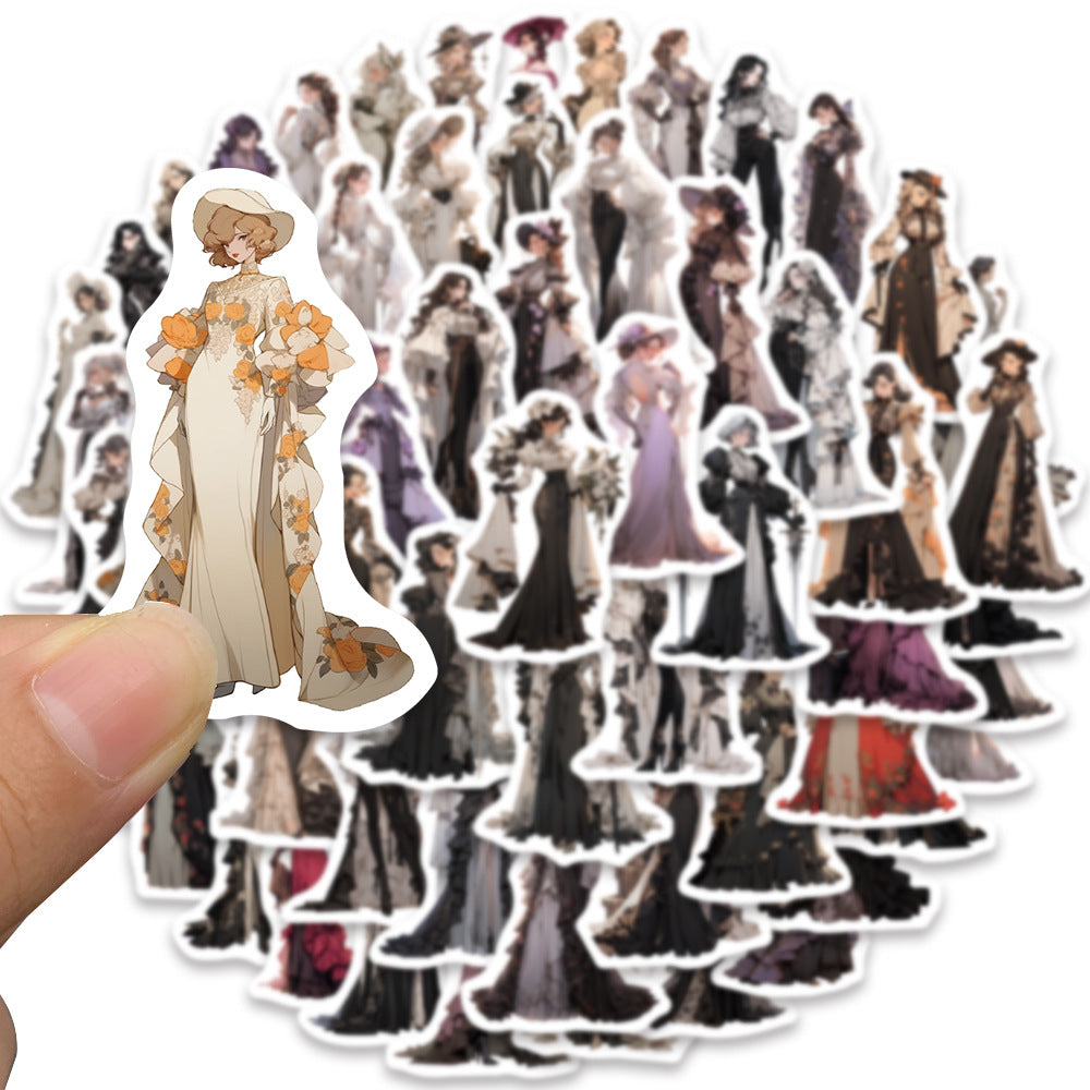 60pcs Nobleman Girl Aesthetics Waterproof Stickers Pack for Water Bottle Laptop