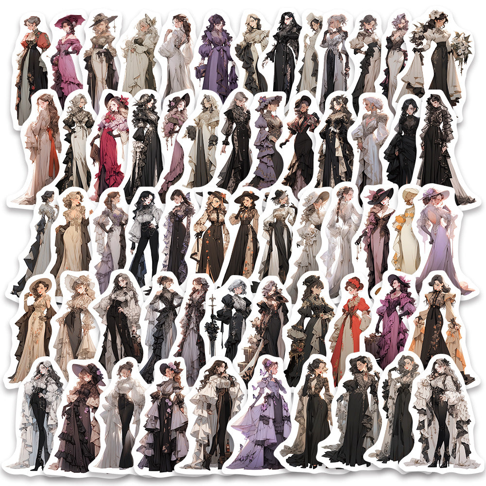 60pcs Nobleman Girl Aesthetics Waterproof Stickers Pack for Water Bottle Laptop