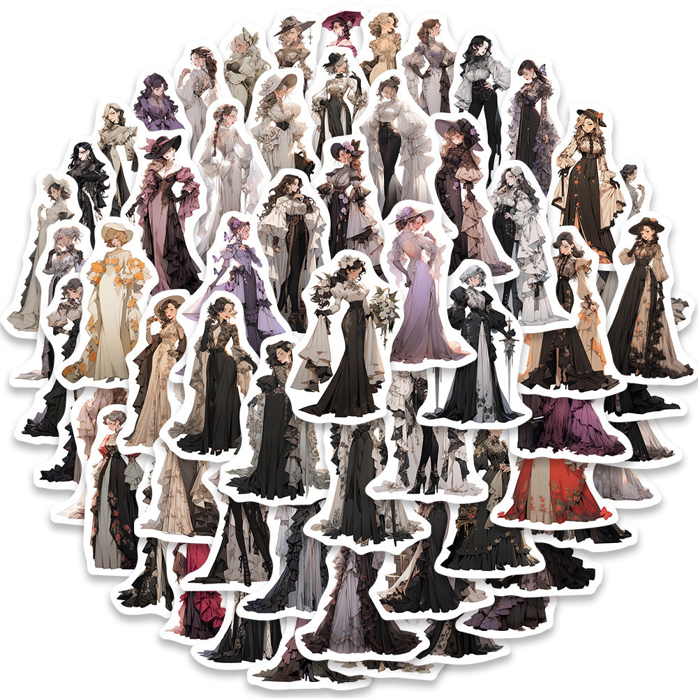 60pcs Nobleman Girl Aesthetics Waterproof Stickers Pack for Water Bottle Laptop