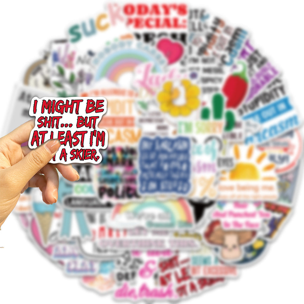 50pcs Sarcastic Stickers Funny Quotes Waterproof Vinyl Stickers Gift