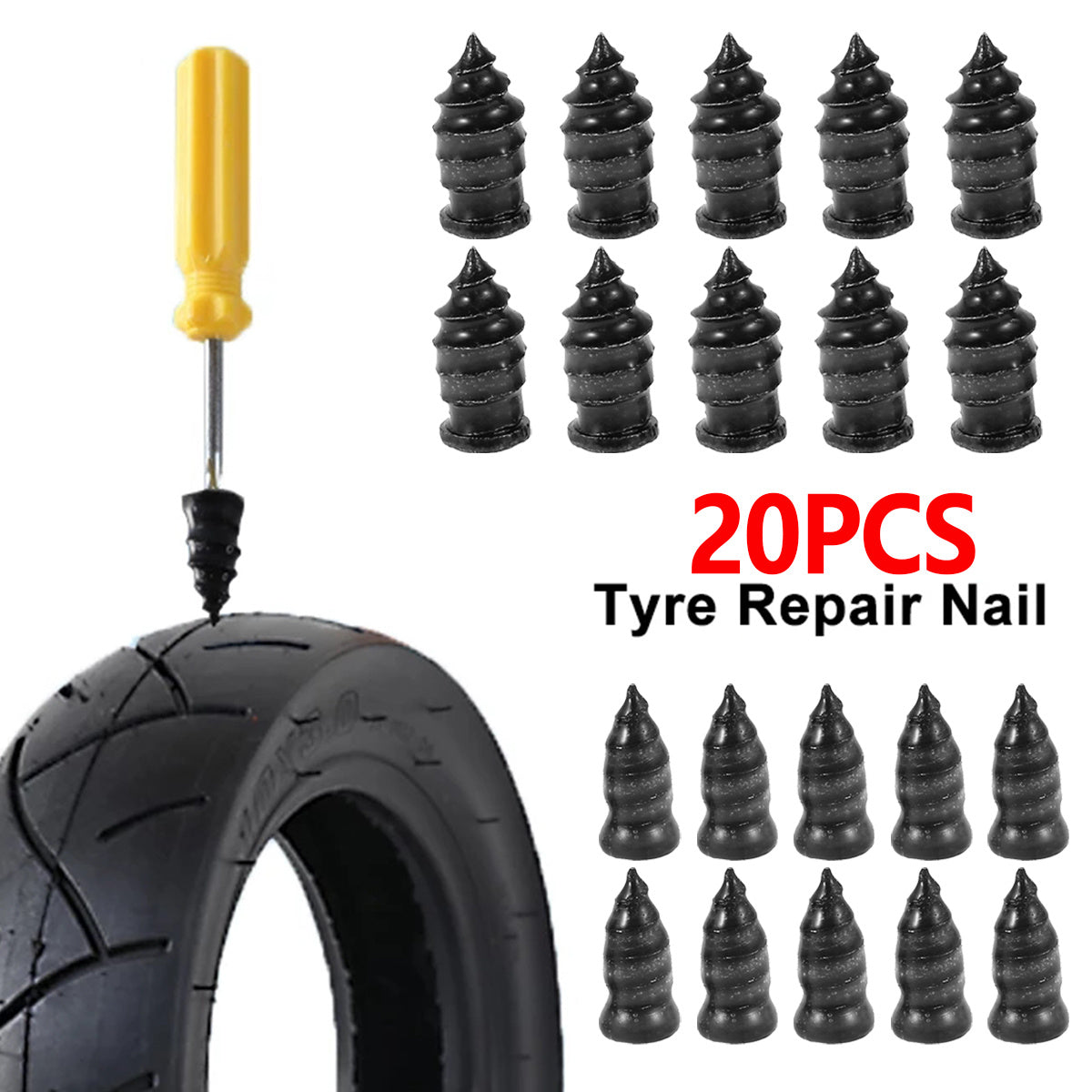 20pcs Vacuum Tire Repair Nail Puncture Self for Car Trucks Motorcycle Bike