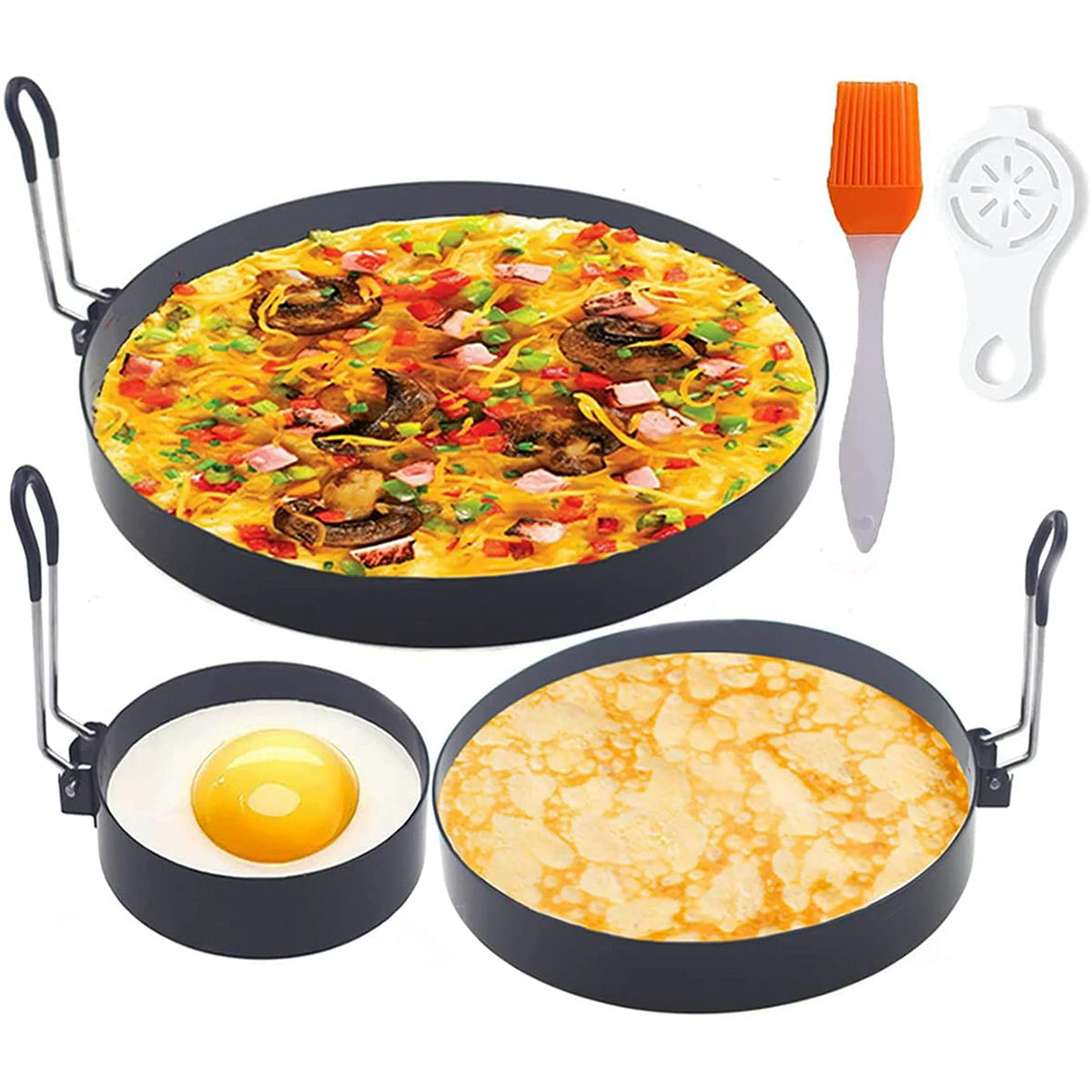 3pcs Egg Rings Set Brush Egg Separator Stainless Steel Non Stick Egg Maker