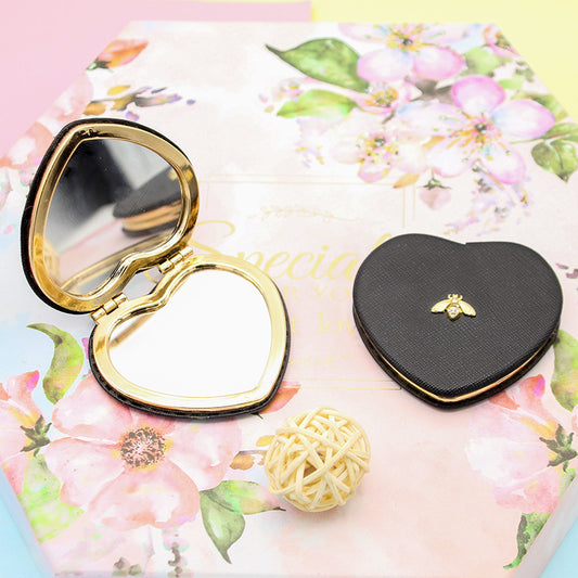 Mini Portable Love Heart Mirror Metal Makeup Travel Makeup Mirror