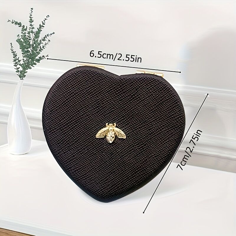 Mini Portable Love Heart Mirror Metal Makeup Travel Makeup Mirror