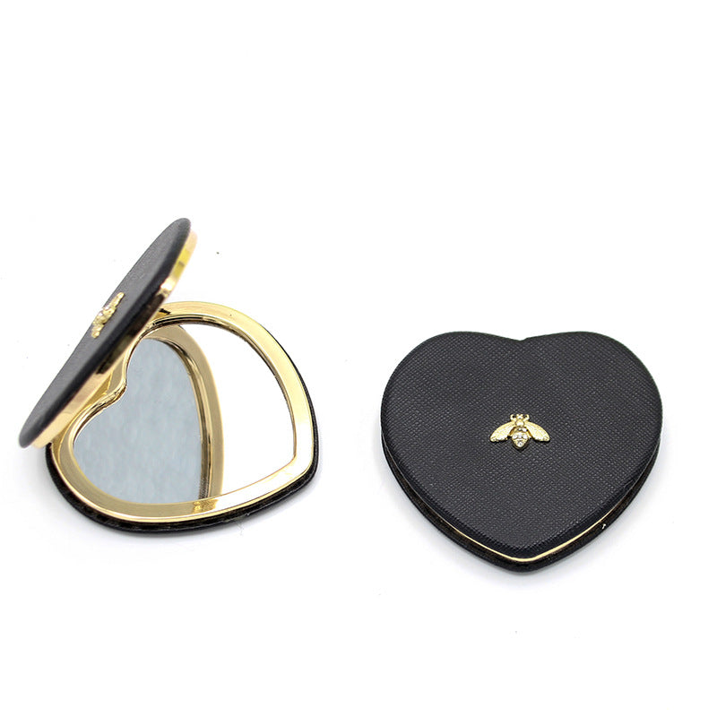 Mini Portable Love Heart Mirror Metal Makeup Travel Makeup Mirror