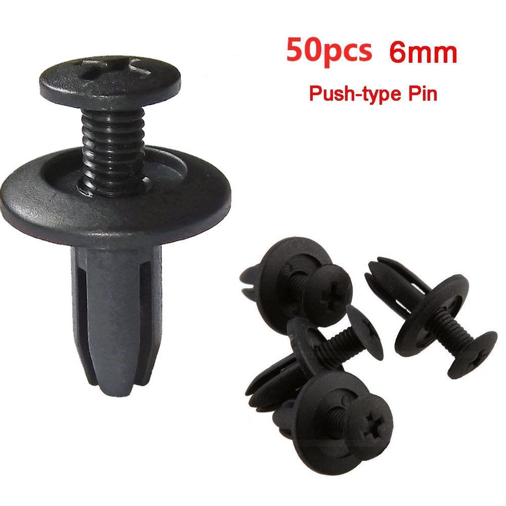 50pcs Car 6mm Hole Plastic Rivets Fastener Push Clip Auto Vehicle Door Trim Pane