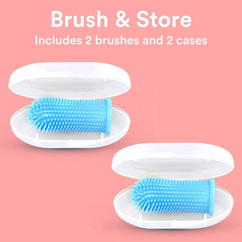 Pet Finger Toothbrushes (6pcs) in Storage Box, Soft Silicone Dog Teeth Cleaning