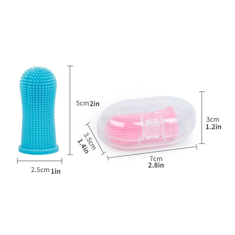 Pet Finger Toothbrushes (6pcs) in Storage Box, Soft Silicone Dog Teeth Cleaning