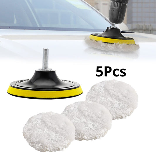 5pc Car Polishing Pad Set Paint Waxing Care Wool Polishing Wheel Tool